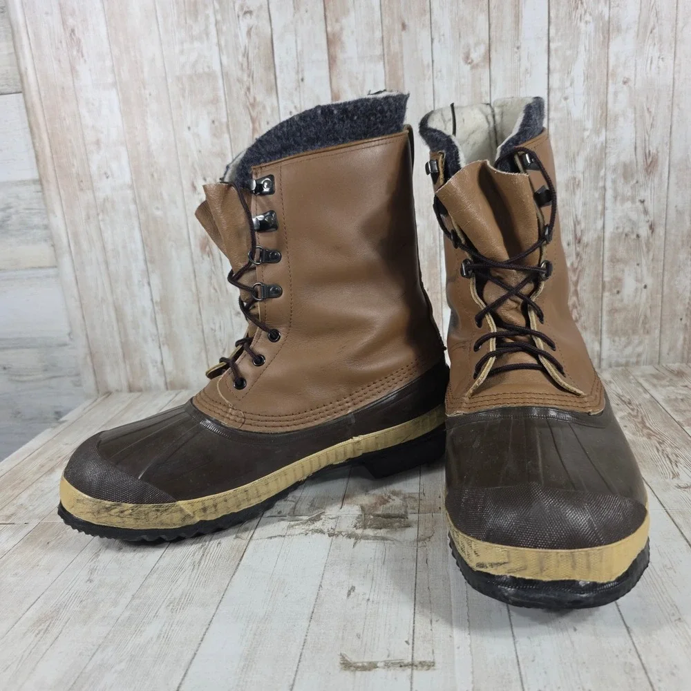 Sorel Superior Kaufman‎ Vintage Mens 10 Winter Boots Brown Leather Duck Boots